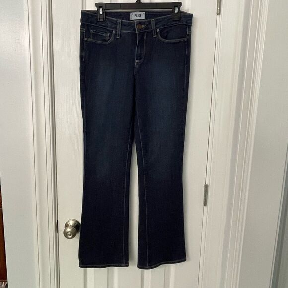 Paige Denim Dark Wash Bootcut Jeans Women’s Size 29 Stretch Mid Rise - Picture 1 of 12